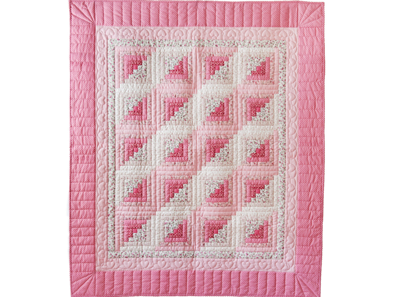 Pretty Pink Log Cabin Crib Quilt
