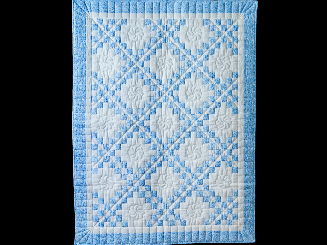 Whimsical Blue & White Irish Chain Quilt