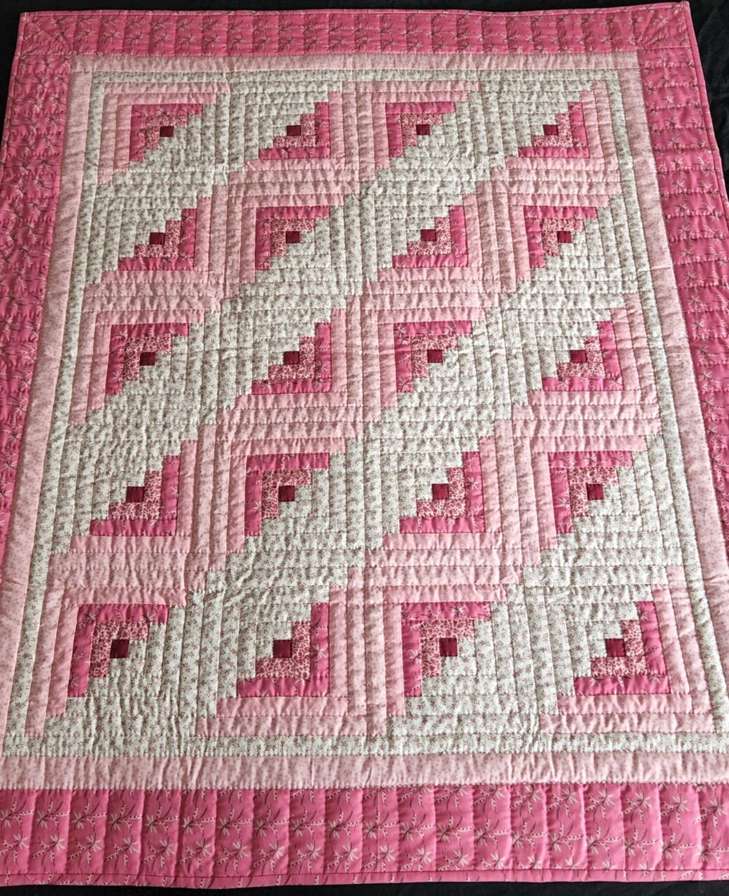Princess Pink Log Cabin Crib Quilt