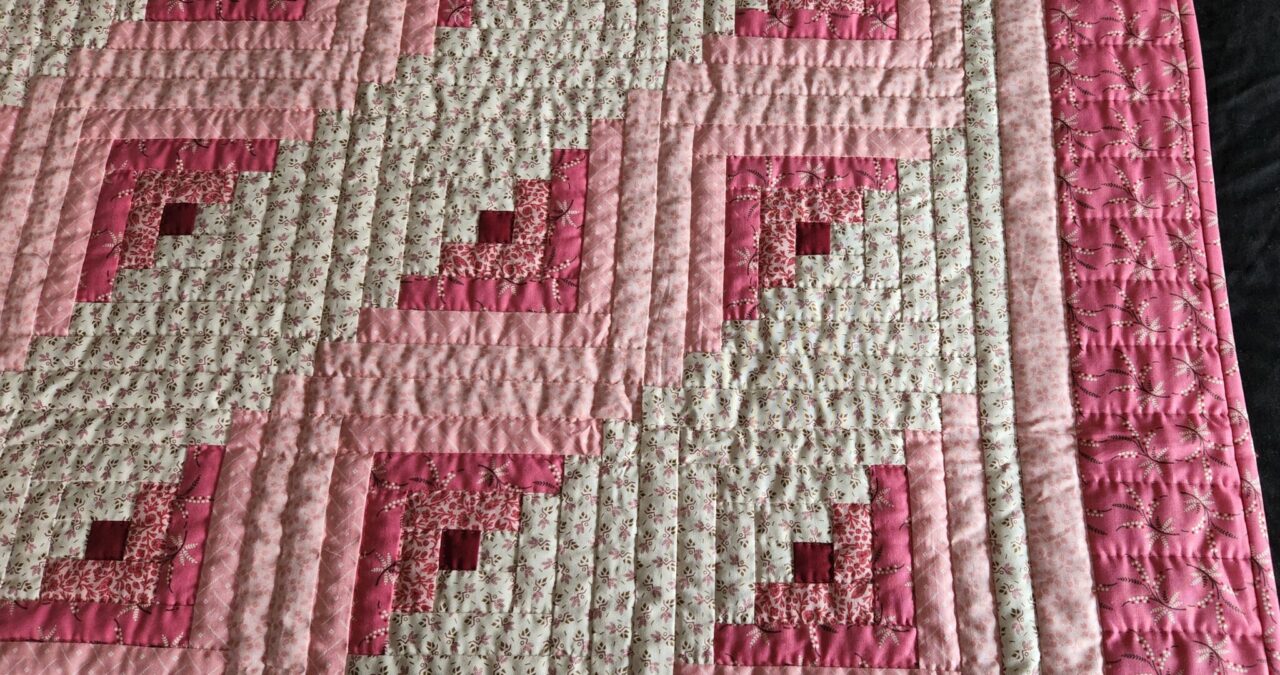 Princess Pink Log Cabin Crib Quilt - Image 2