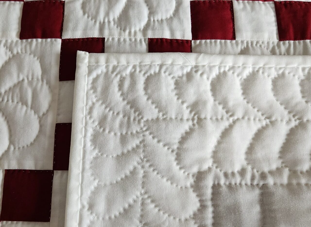 Ruby Red and White Nine Patch Quilt - Image 3