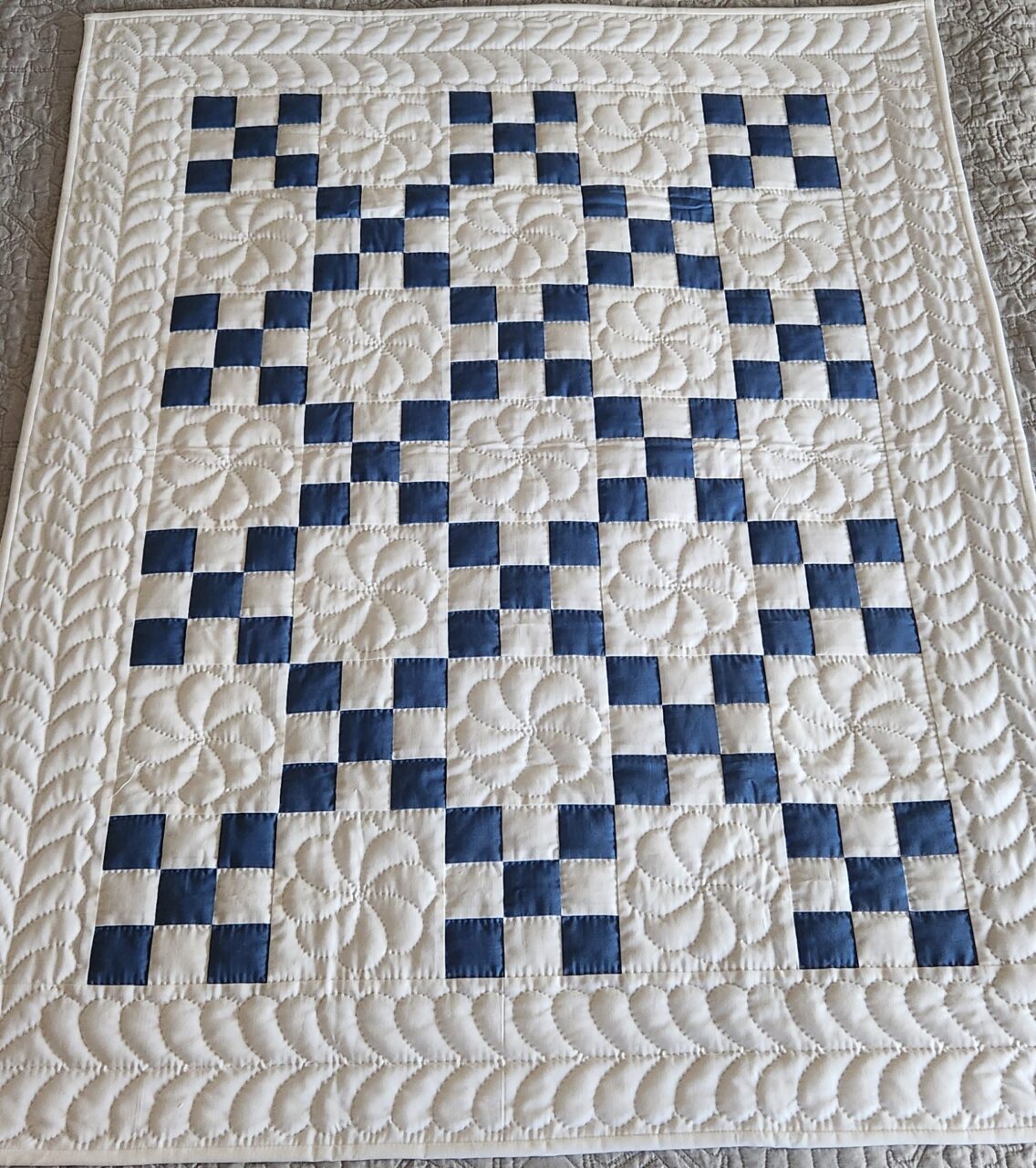 Blue and White Nine Patch Quilt