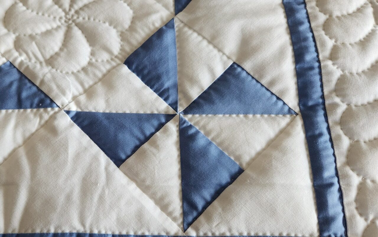 Blue and White Pinwheel Crib Quilt - Image 2