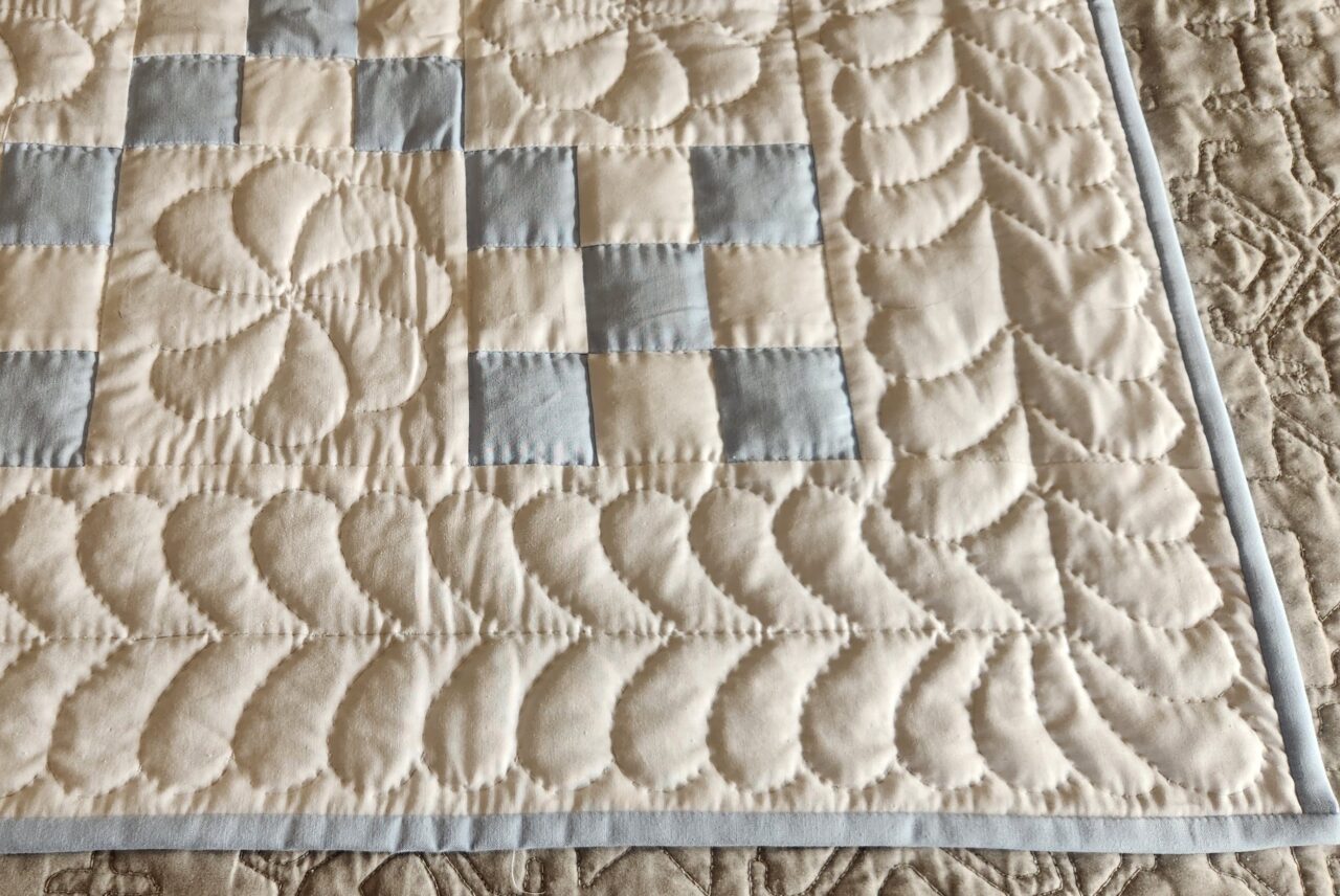 Delicate Blue and White Nine Patch Quilt - Image 3