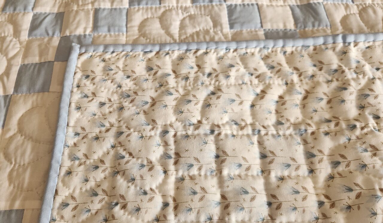 Delicate Blue and White Nine Patch Quilt - Image 4