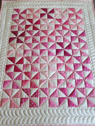 Princess Pink and White Pinwheel Crib Quilt