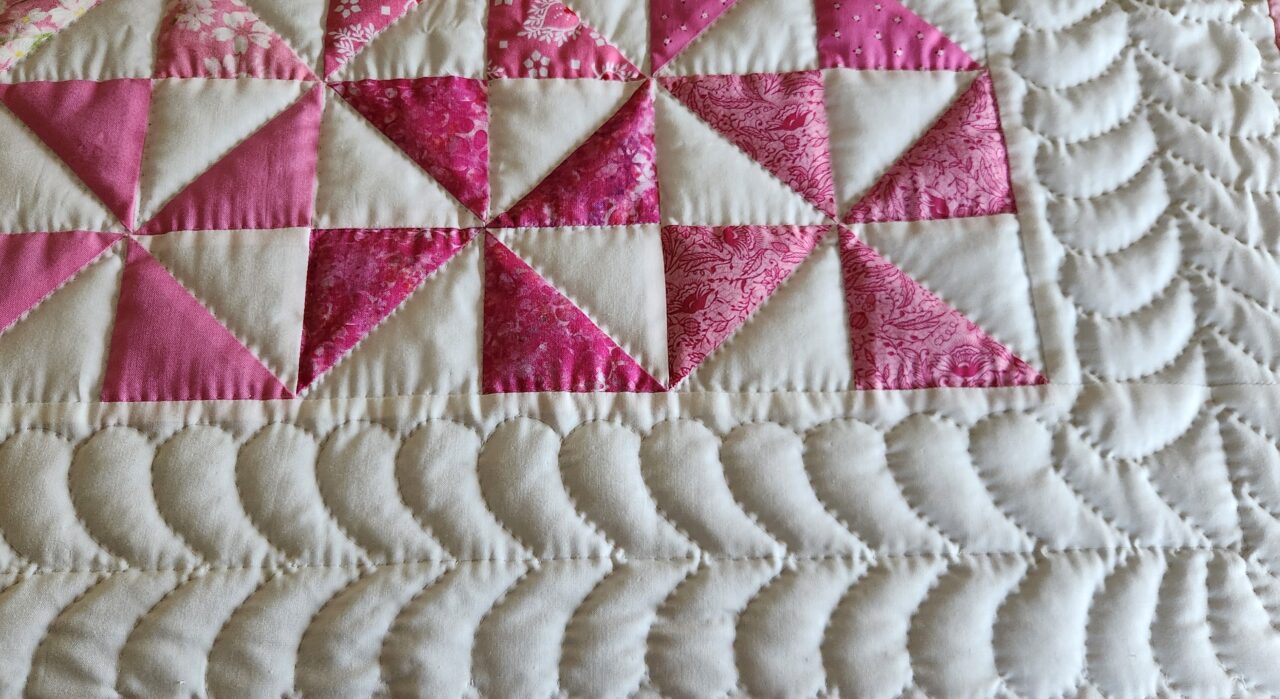 Princess Pink and White Pinwheel Crib Quilt - Image 2