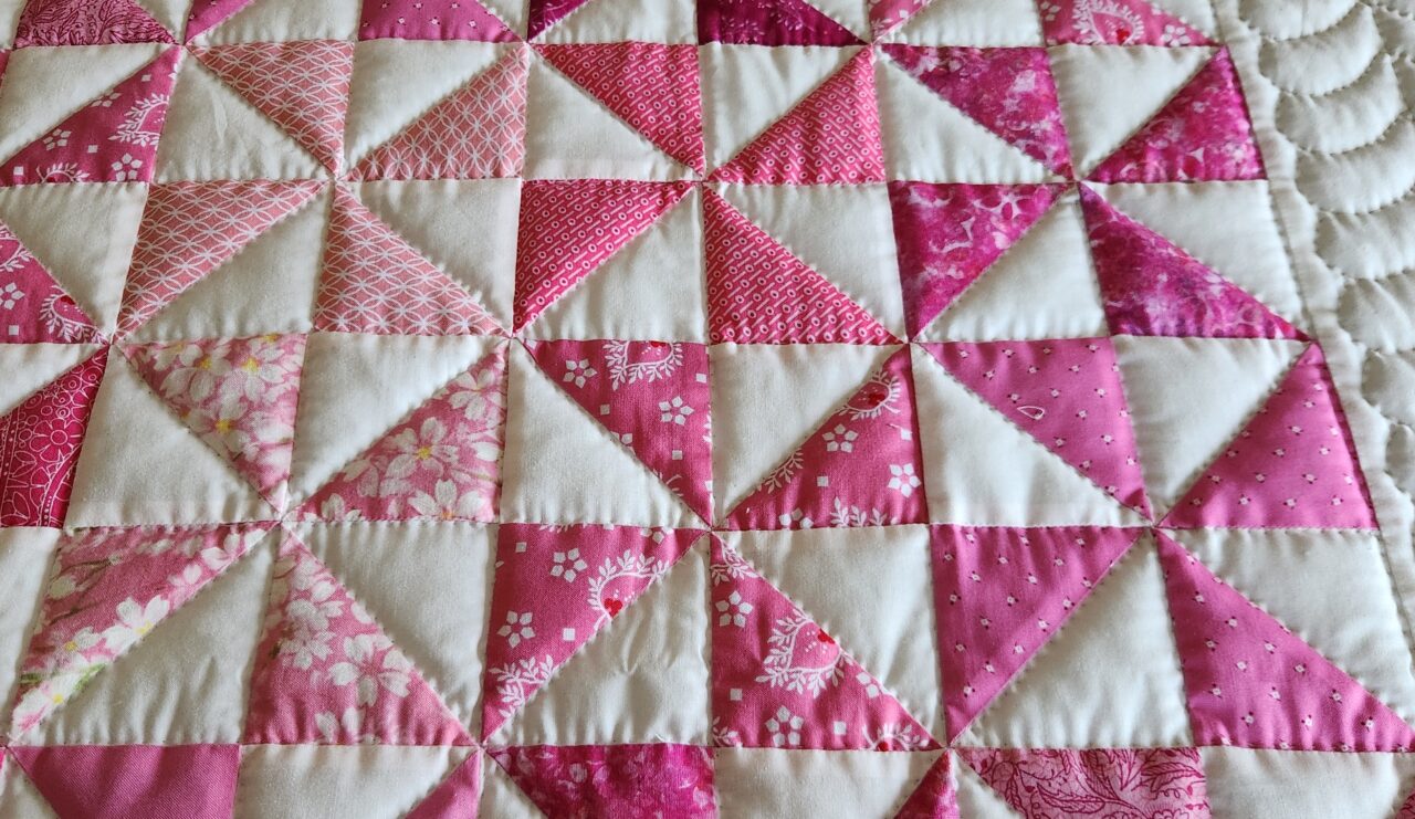Princess Pink and White Pinwheel Crib Quilt - Image 3