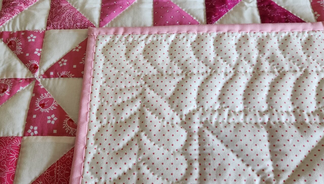 Princess Pink and White Pinwheel Crib Quilt - Image 4