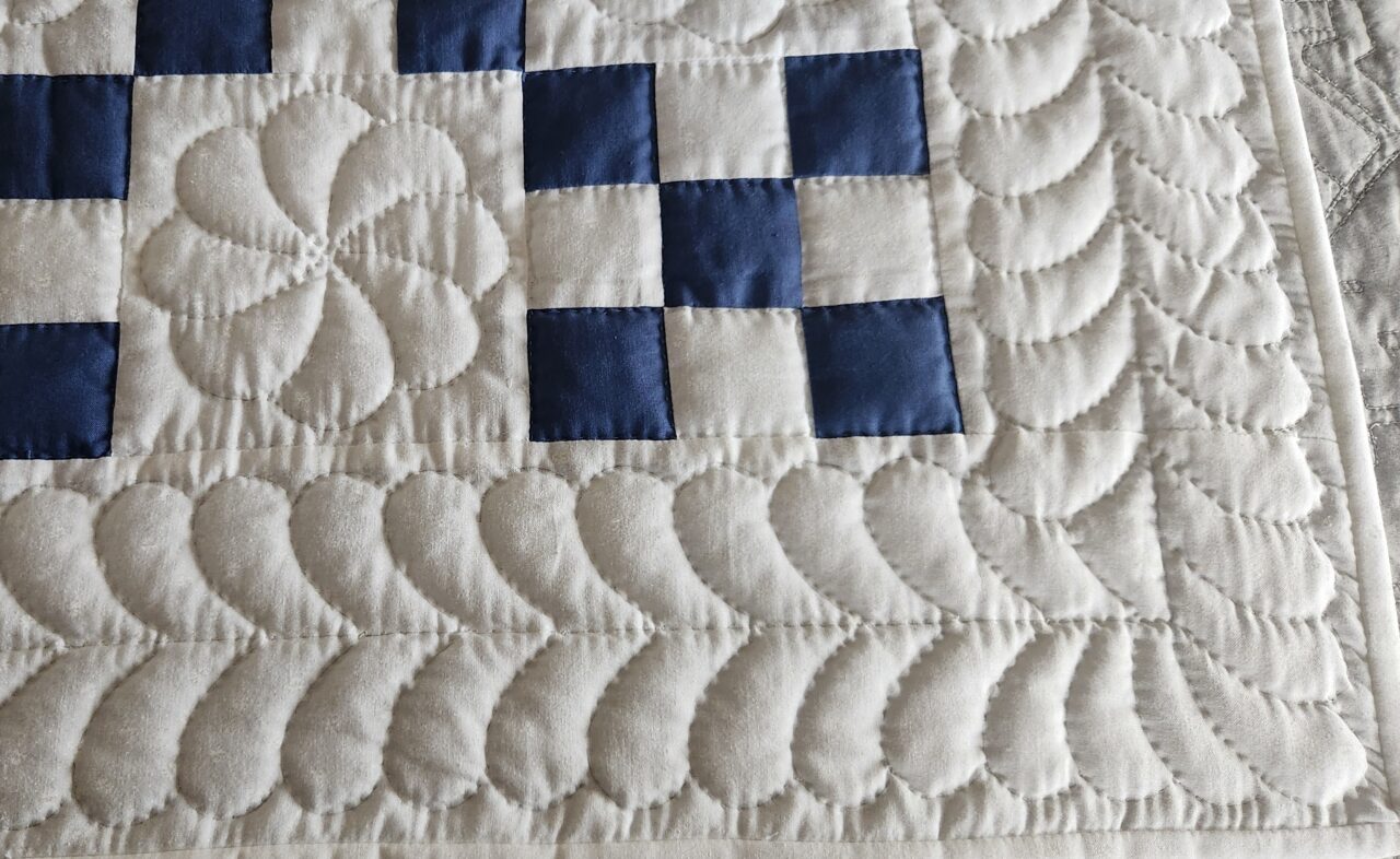 Blue and White Nine Patch Quilt - Image 3