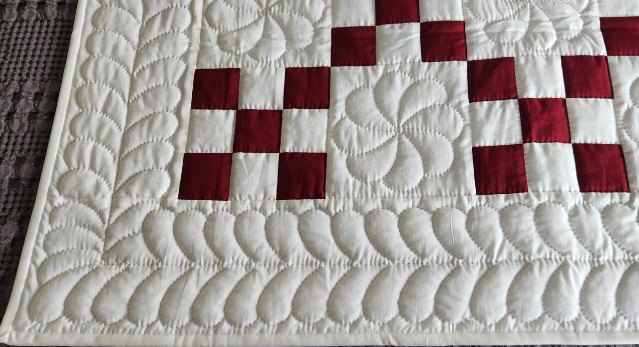 Ruby Red and White Nine Patch Quilt - Image 2