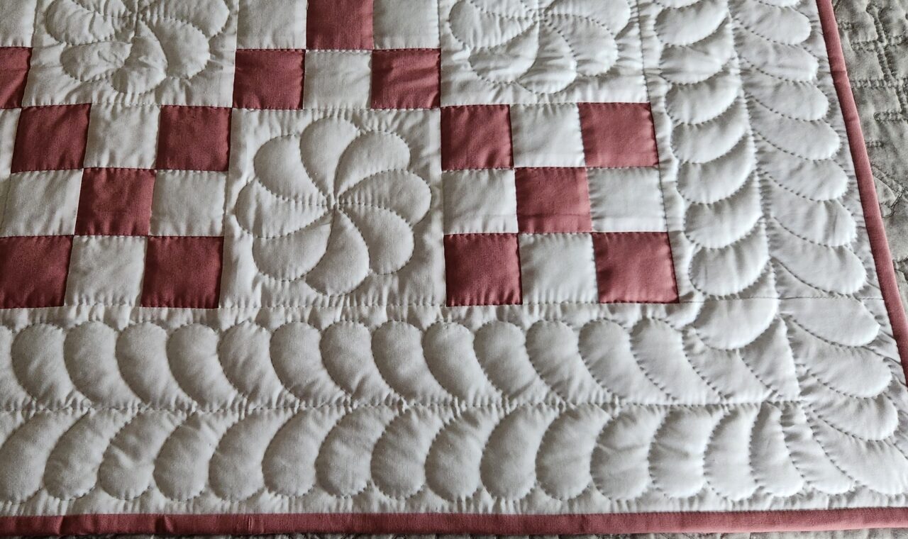 Deep Dusty Rose Nine Patch Quilt - Image 2
