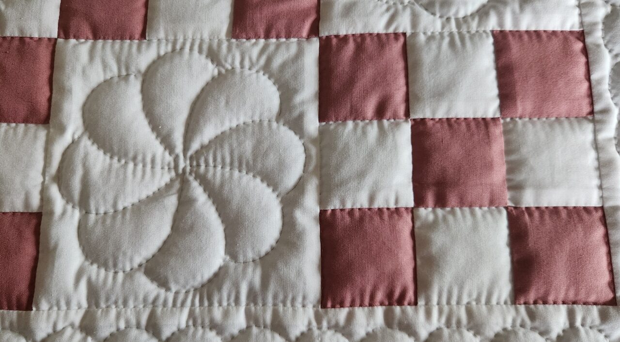 Deep Dusty Rose Nine Patch Quilt - Image 3