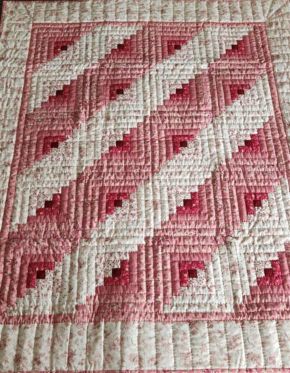 Princess Pink Log Cabin Crib Quilt