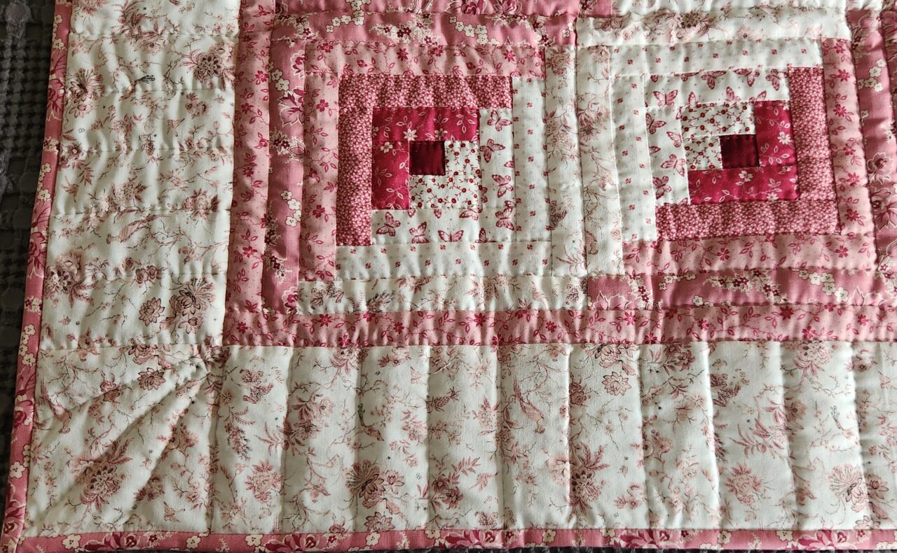 Princess Pink Log Cabin Crib Quilt - Image 2