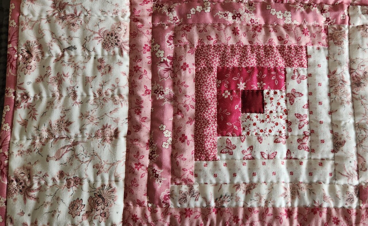 Princess Pink Log Cabin Crib Quilt - Image 3