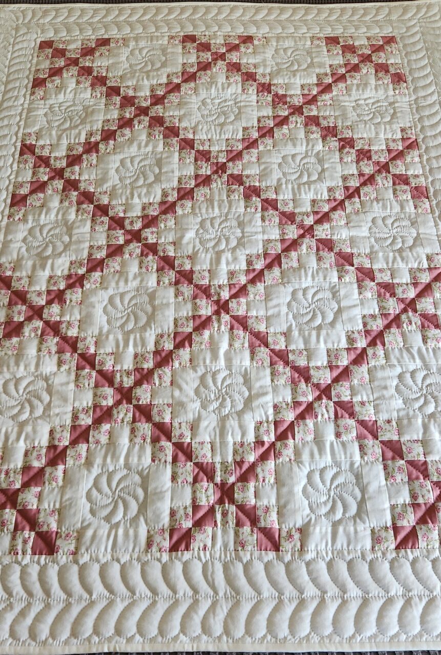 Soft Pink Roses of Summer Irish Chain Quilt