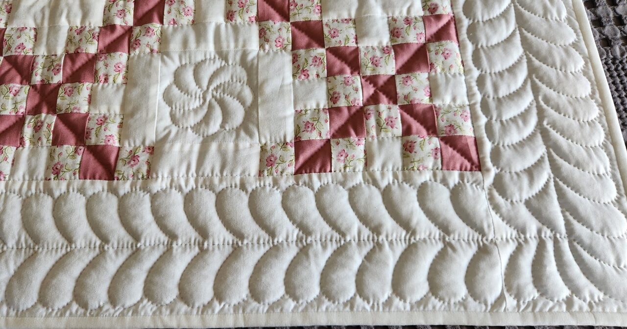 Soft Pink Roses of Summer Irish Chain Quilt - Image 2