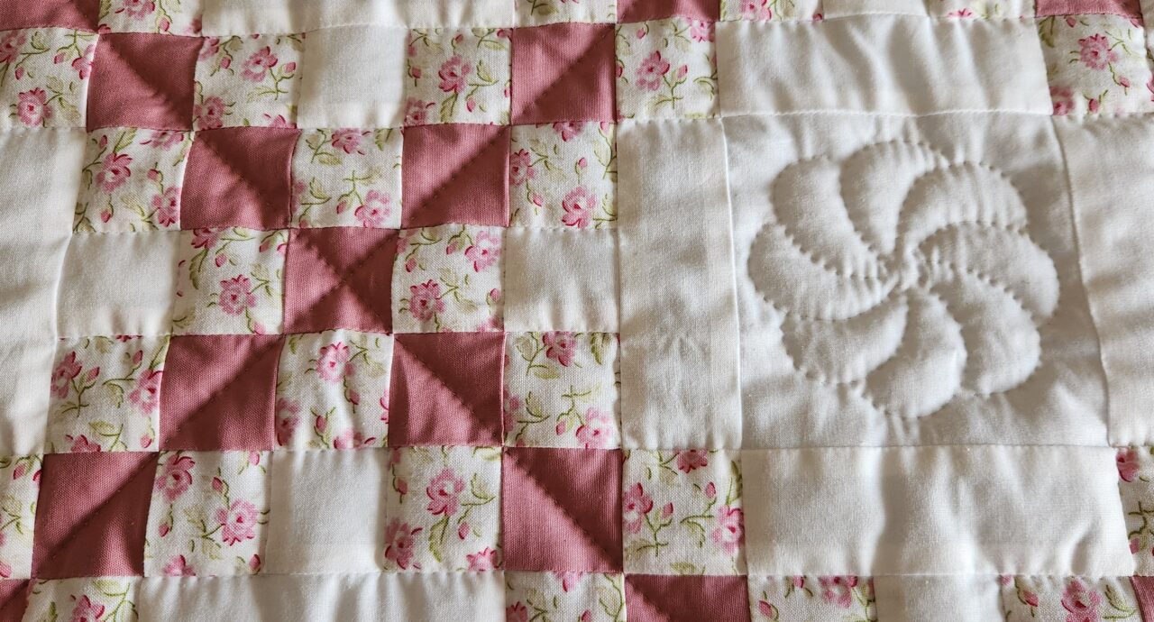 Soft Pink Roses of Summer Irish Chain Quilt - Image 3