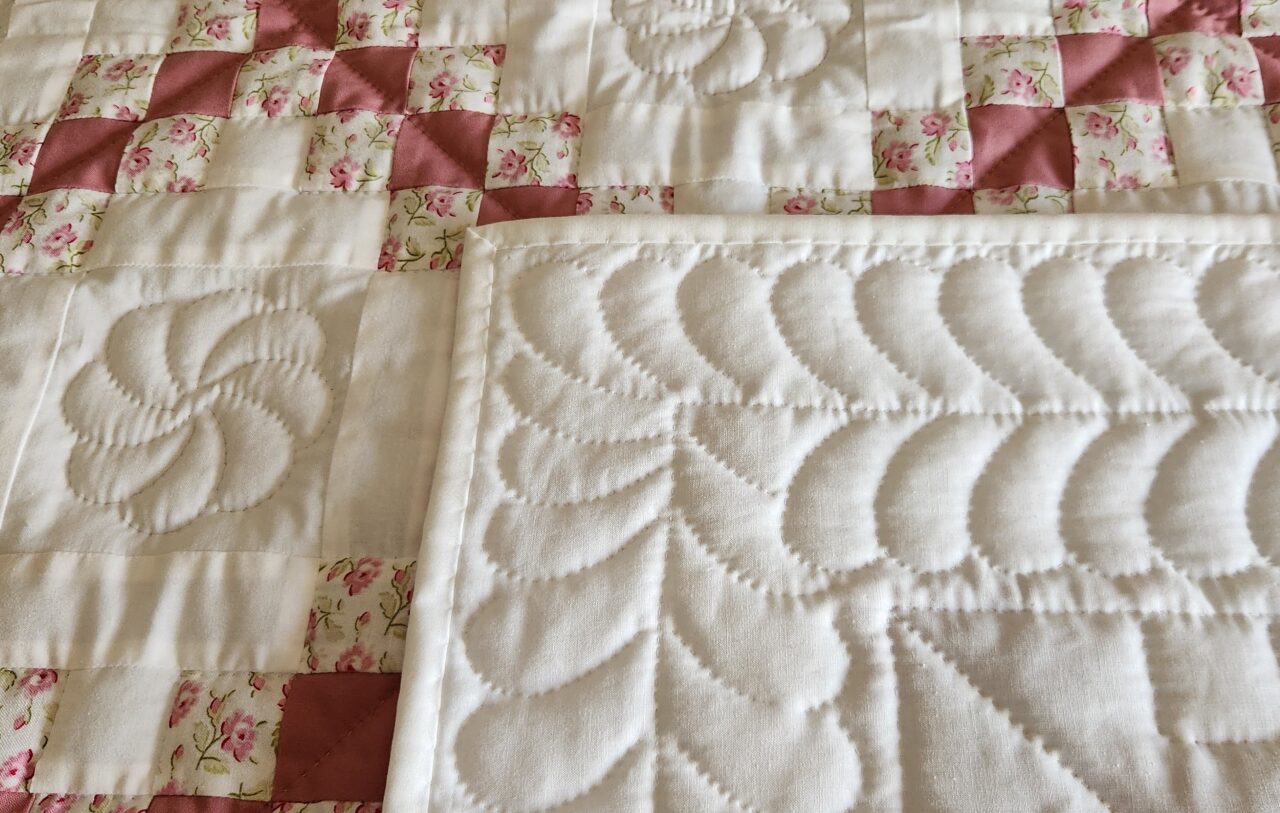 Soft Pink Roses of Summer Irish Chain Quilt - Image 4