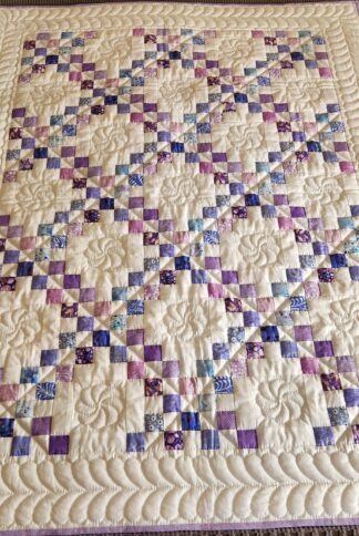 Lavender, Purple, Periwinkle, and White Irish Chain Quilt