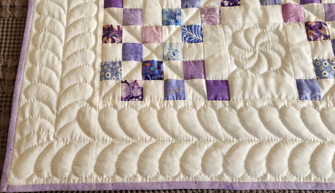Lavender, Purple, Periwinkle, and White Irish Chain Quilt - Image 2