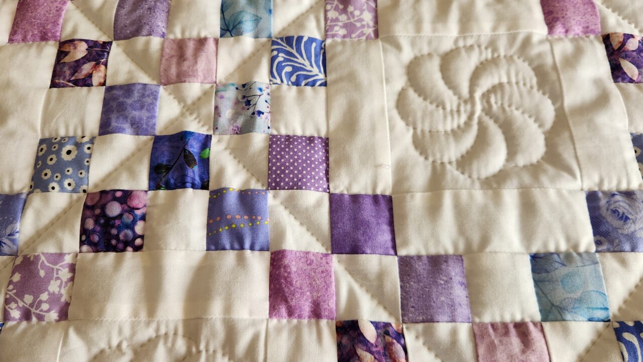 Lavender, Purple, Periwinkle, and White Irish Chain Quilt - Image 3