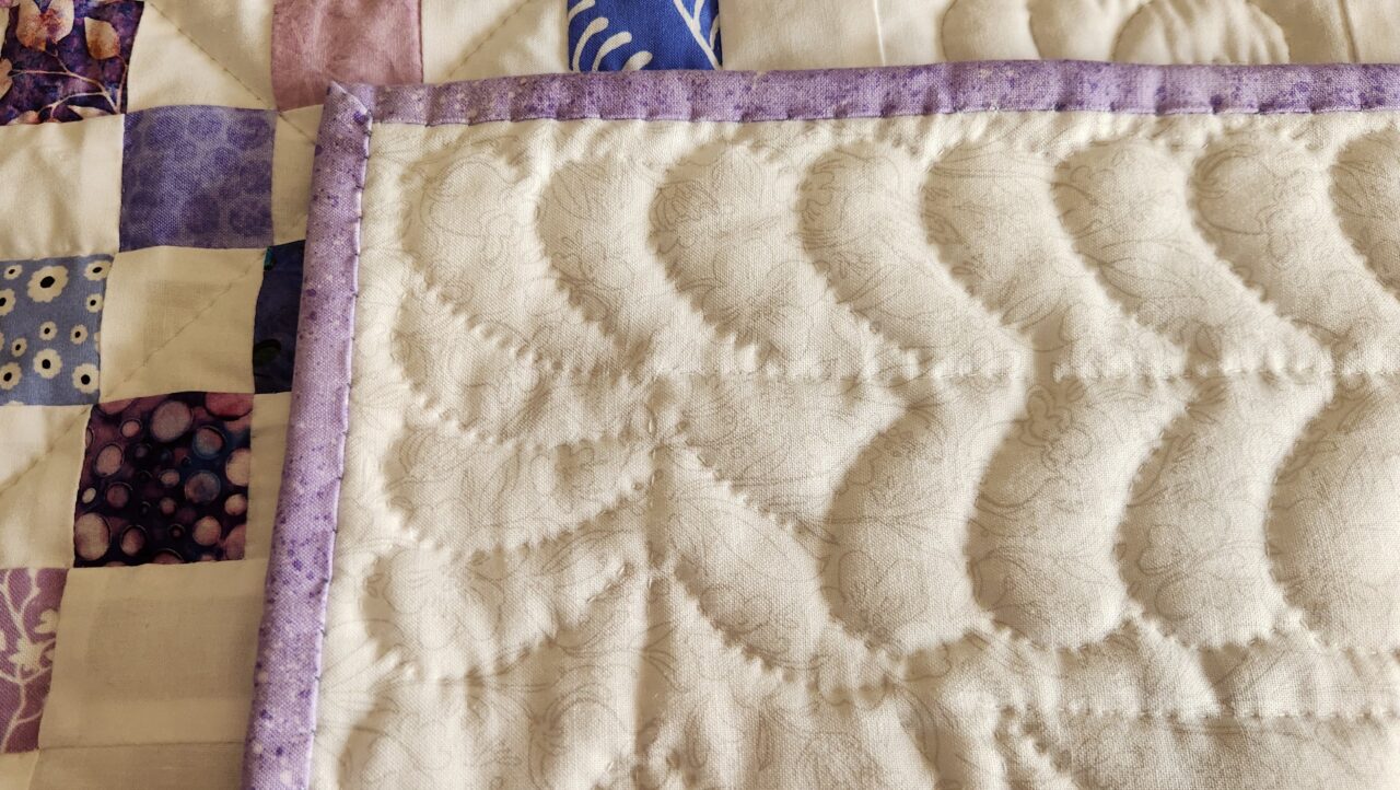 Lavender, Purple, Periwinkle, and White Irish Chain Quilt - Image 4