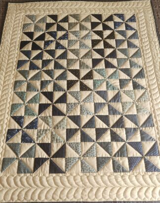 Navy, Blue, and Cream Pinwheel Quilt