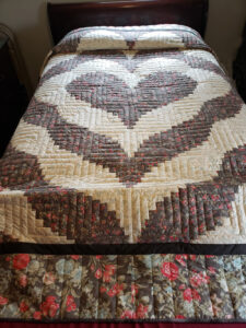 Log Cabin Hearts King Quilt