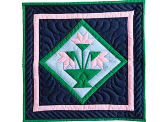 Indiana Amish Pink and Navy Tulips Wall Hanging