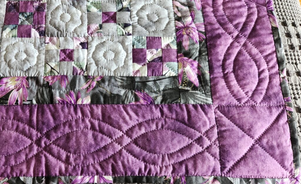 Pleasing Purple and Gray Nine Patch Quilt - Image 2