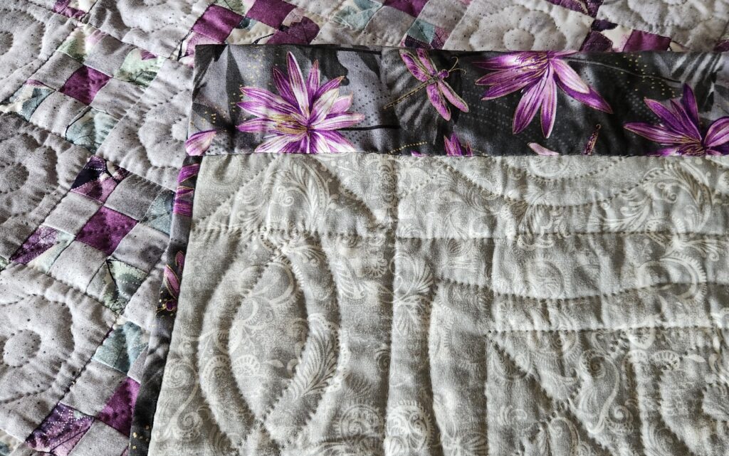 Pleasing Purple and Gray Nine Patch Quilt - Image 3
