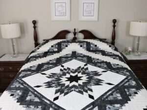 Black Gray Lone Star Log Cabin Quilt