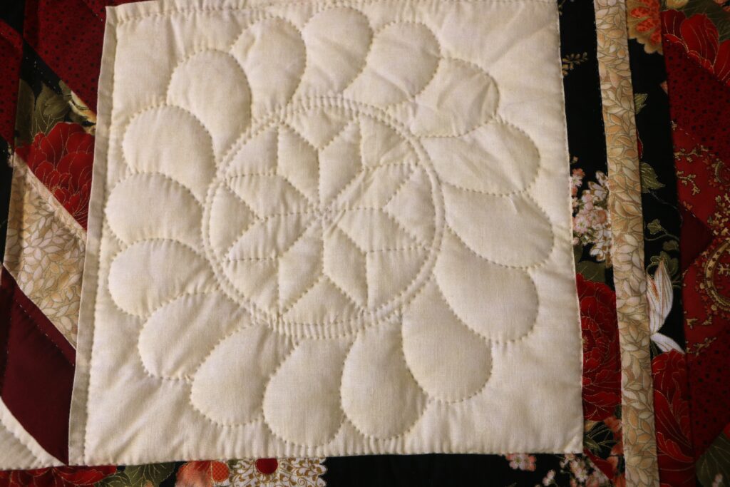 Red Gold Cream Star Log Cabin Quilt - Image 6
