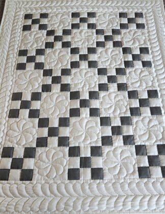 Winter Gray and White Nine Patch Quilt