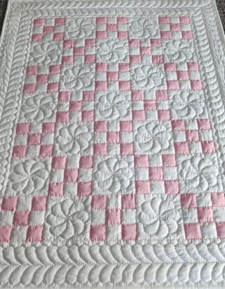 Pretty Pink and White Nine Patch Quilt