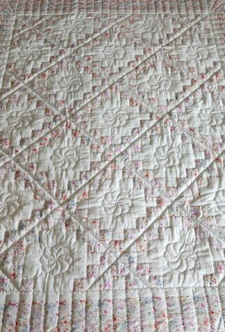 Delicate Floral and White Irish Chain Quilt
