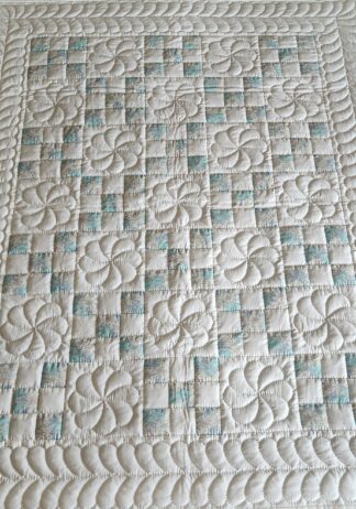 Vintage Floral and White Nine Patch Crib Quilt