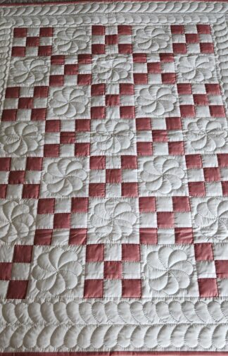 Deep Dusty Rose Nine Patch Quilt