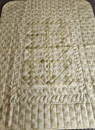 Vintage Green Floral Nine Patch Crib Quilt