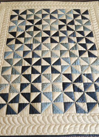 Navy, Blue, and Cream Pinwheel Quilt