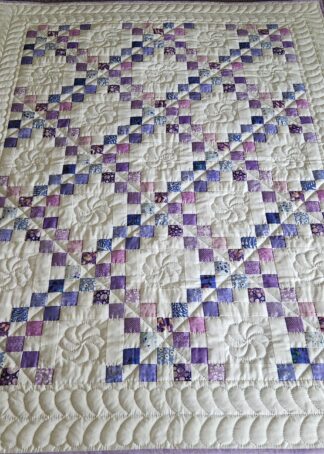 Lavender, Purple, Periwinkle, and White Irish Chain Quilt