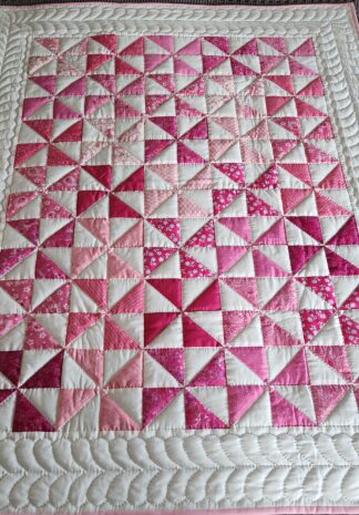 Princess Pink and White Pinwheel Crib Quilt