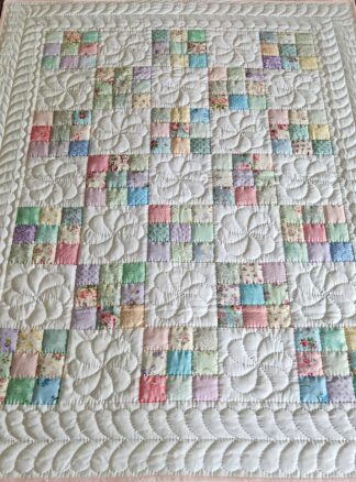 Pastel and White Nine Patch Crib Quilt