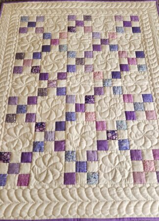 Lavender, Purple, Periwinkle and White Nine Patch Quilt