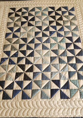 Navy, Blue, and Cream Pinwheel Quilt