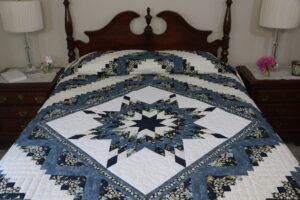 Blue Lone Star Log Cabin Quilt